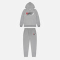 TRAPSTR Chenille Decoded Hooded Tracksuit - Grey/Red