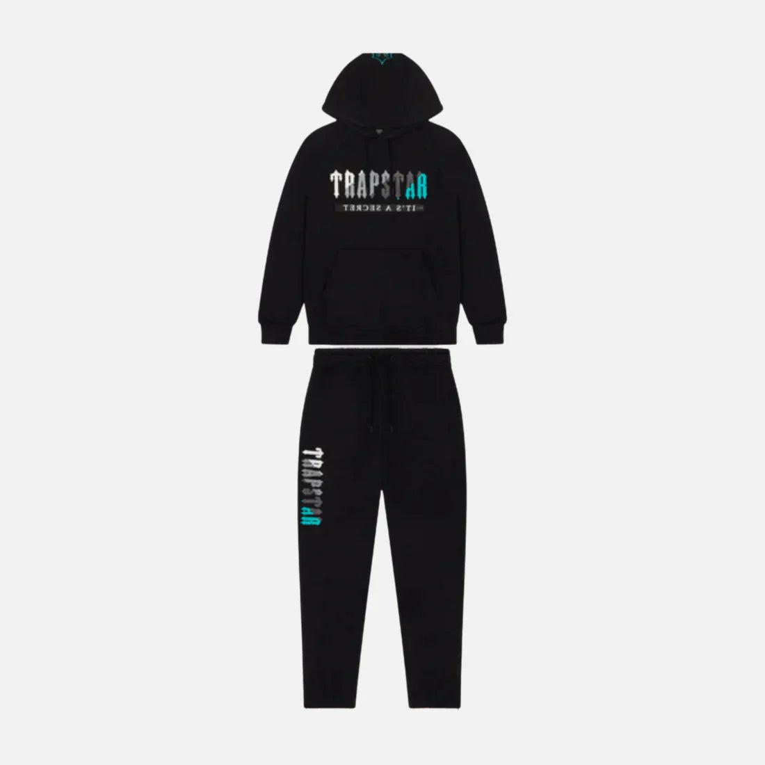 TRAPSTR Chenille Decoded 2.0 Hoodie Tracksuit - Black/Teal