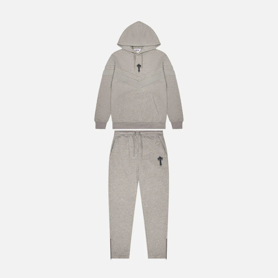 TRAPSTR V-Stripe Hooded Tracksuit - Grey